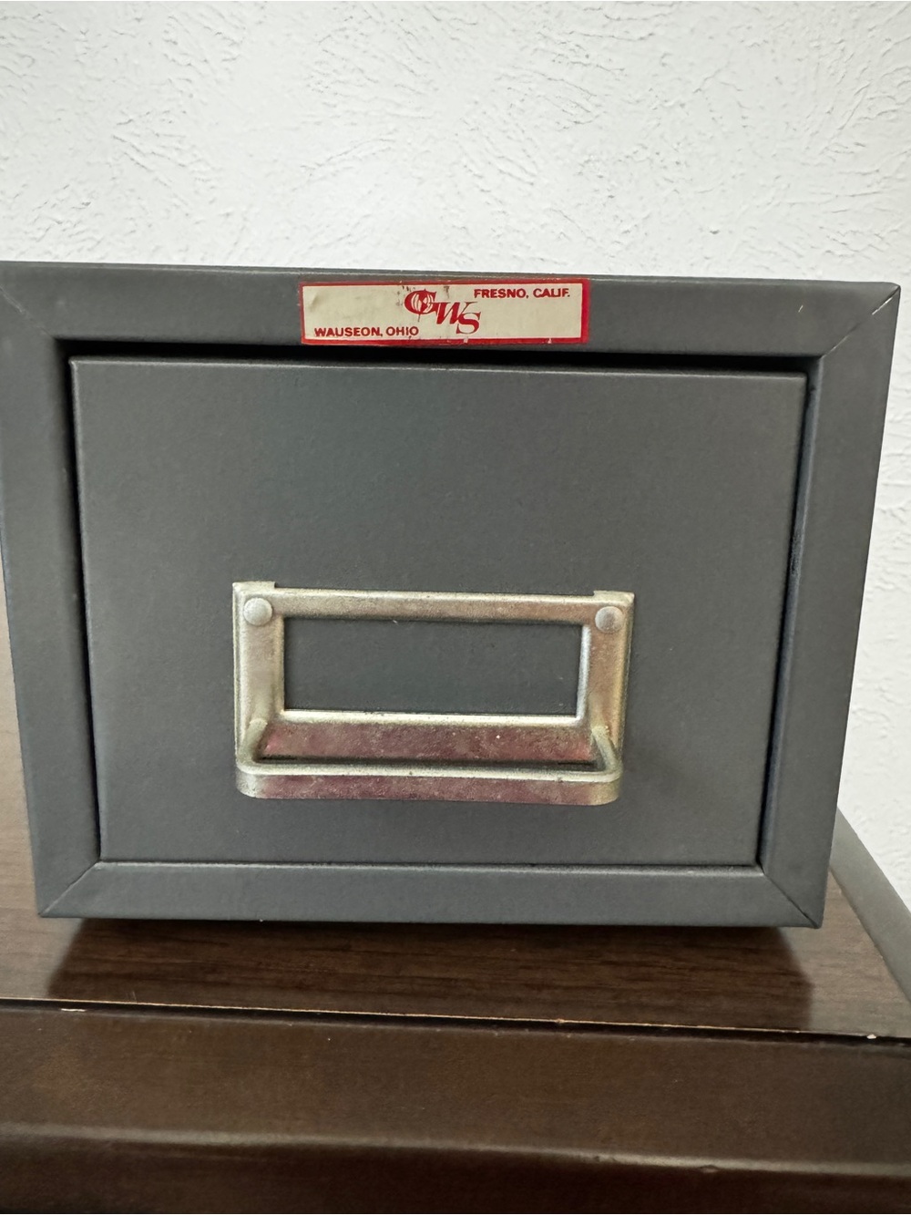Vintage CWS Gray Metal Business Card Holder with Tabs